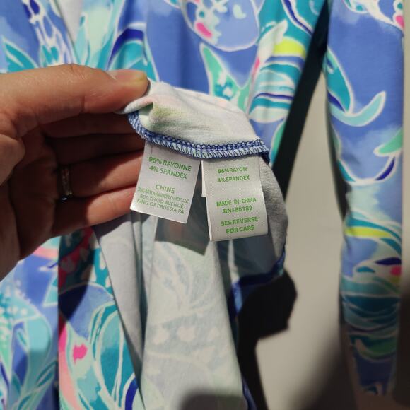 Lilly Pulitzer Women's Sz XS Karlie Romper Bennet Blue Celestial Seas Wrap Dress - Picture 8 of 9